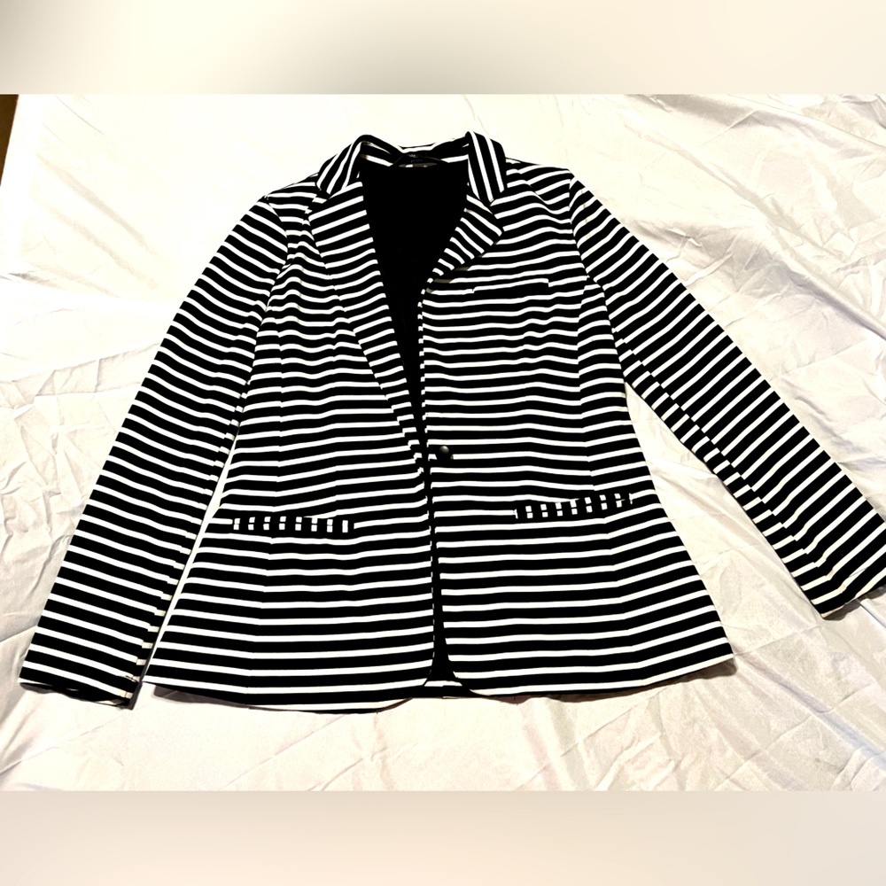 Missimo black and white Striped blazer.
